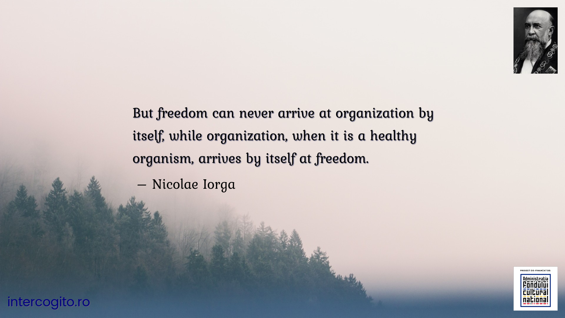 But freedom can never arrive at organization by itself, while organization, when it is a healthy organism, arrives by itself at freedom.