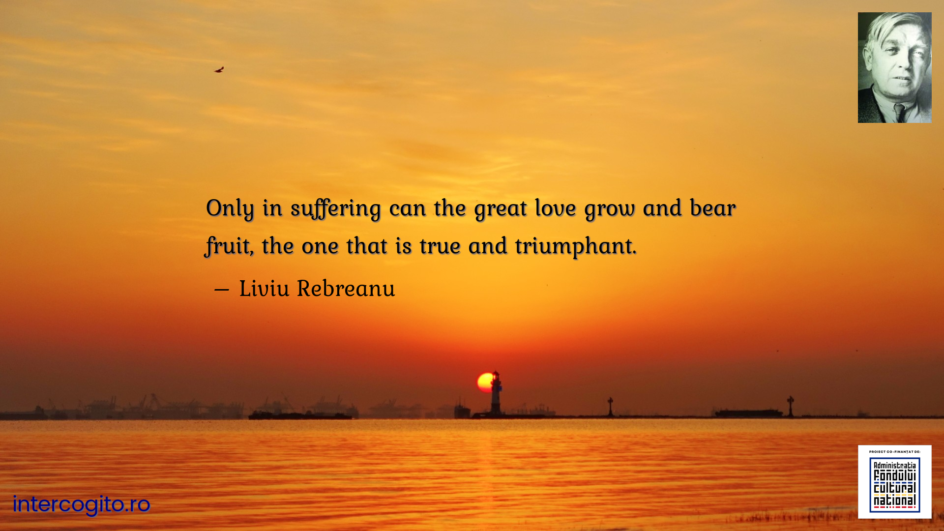 Only in suffering can the great love grow and bear fruit, the one that is true and triumphant.
