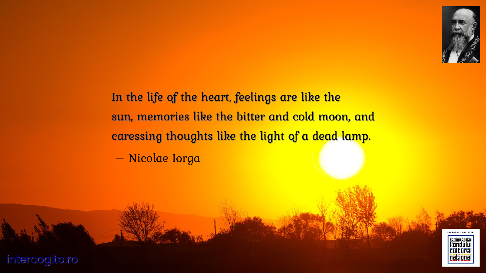 In the life of the heart, feelings are like the sun, memories like the bitter and cold moon, and caressing thoughts like the light of a dead lamp.