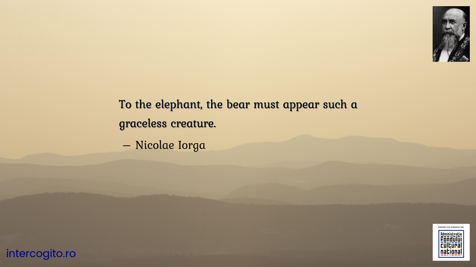 To the elephant, the bear must appear such a graceless creature.